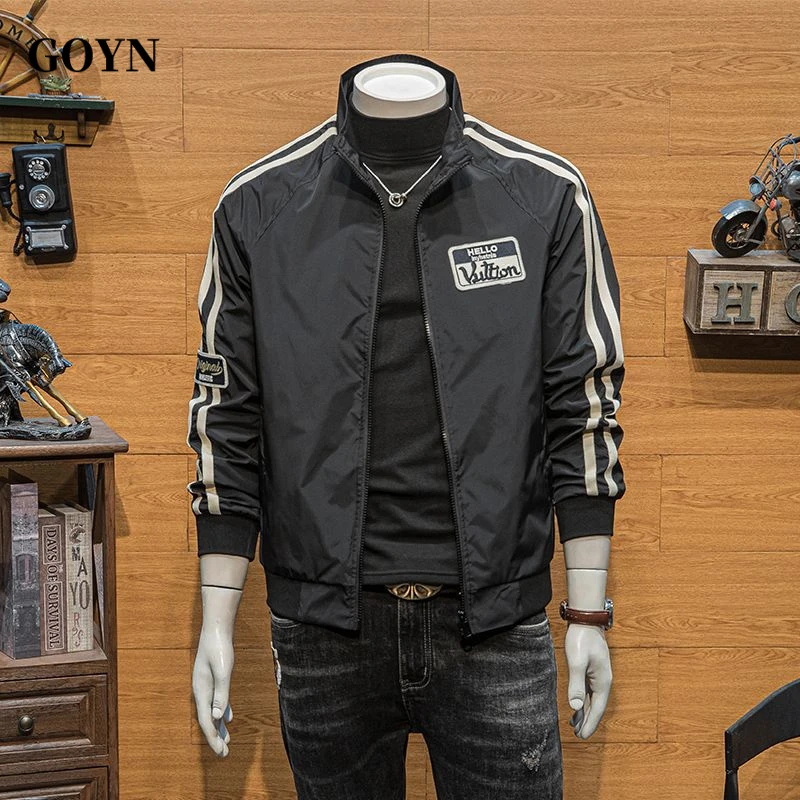 GOYN韩版新款潮流冲锋衣外套修身潮牌拼接工装夹克休闲百搭男士