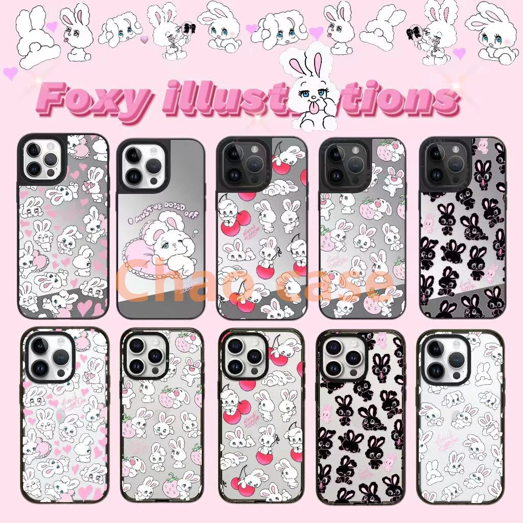 【官版黑框】兔兔系列适用于iPhone17promax手机壳全包镜面可爱防摔