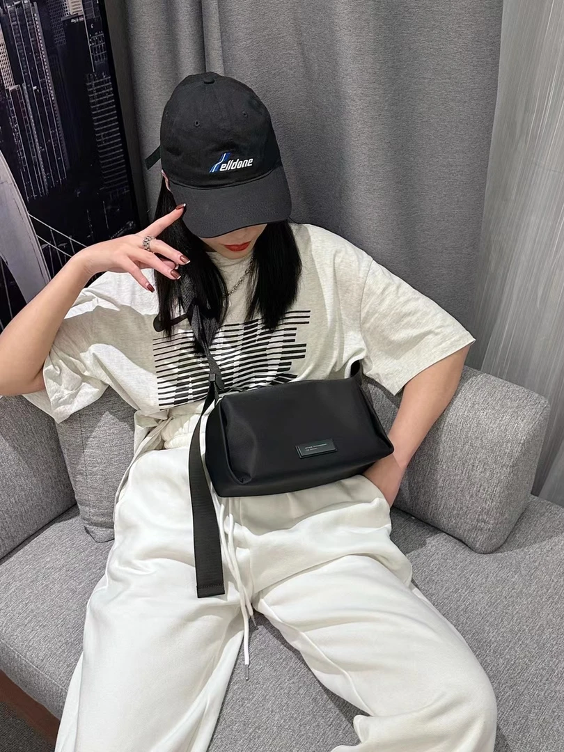 高级感防水帆布新款休闲运动斜挎包绿色牛津布包包轻便潮507