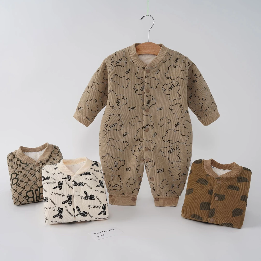 新生儿婴幼儿连体衣哈衣爬服秋冬加厚保暖外出服棉服