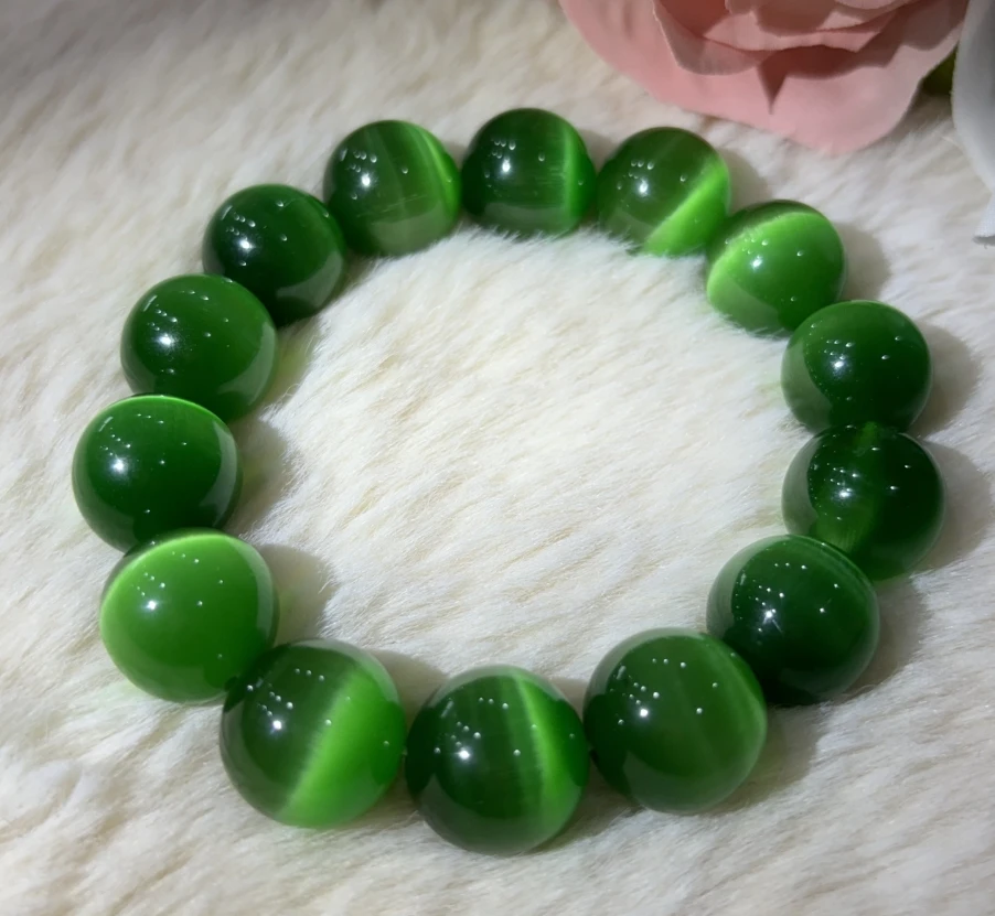 非金属珐琅手链 绿猫颜石手串  HH