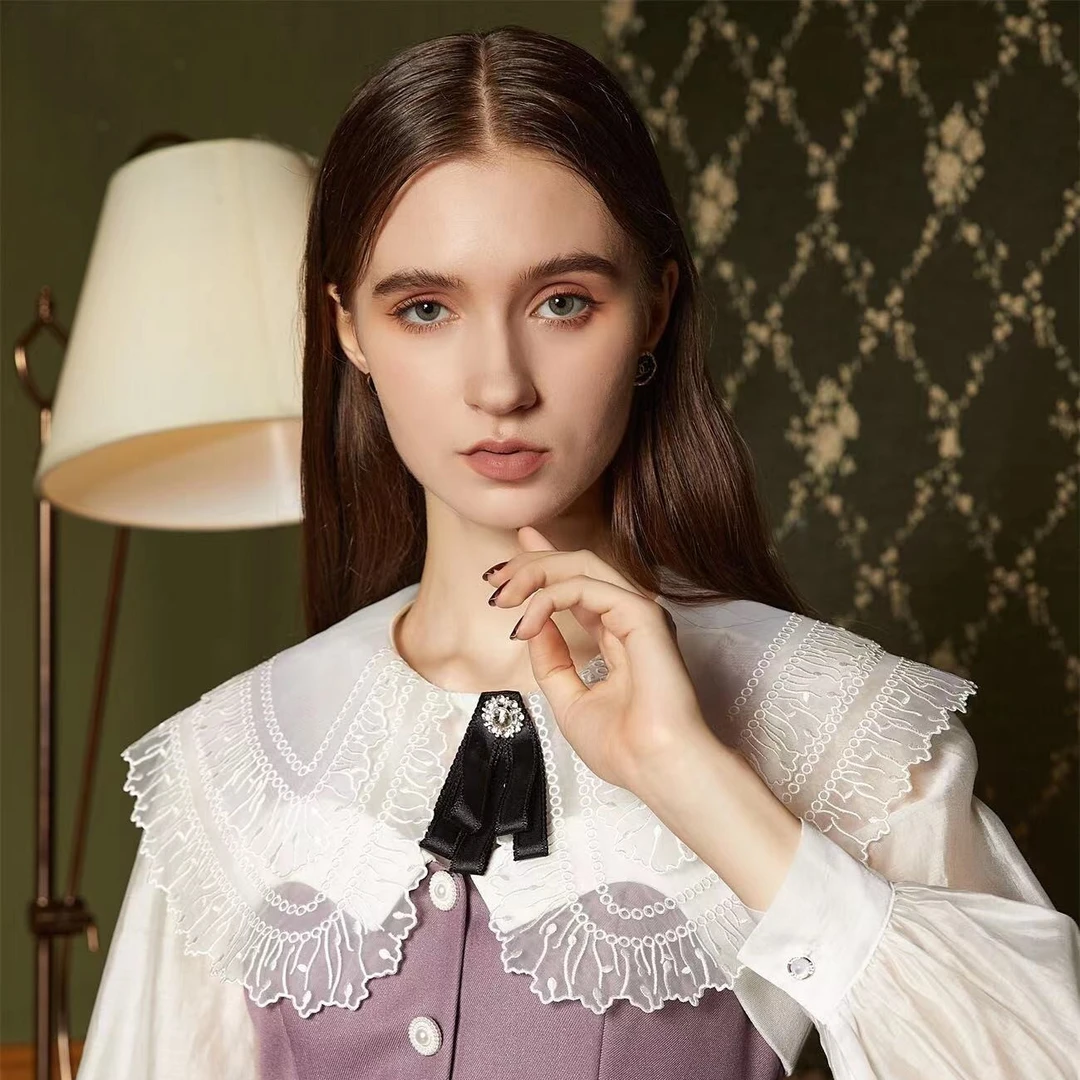 【林一专属】SEEVIA席薇亚席薇韩系重工绣花大翻领衬衣8223918