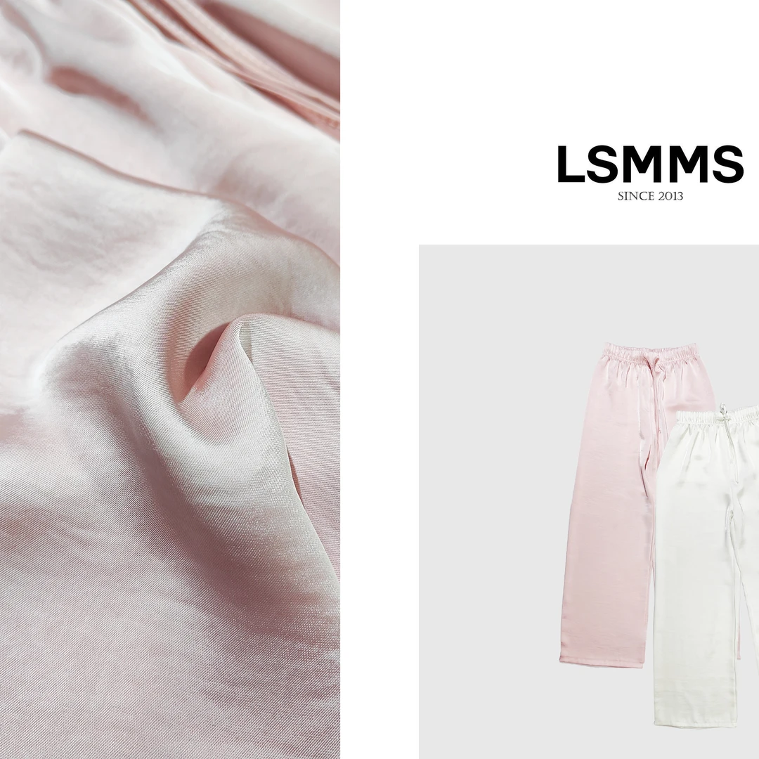 LSMMS【长安姑娘】新中式国风时尚休闲气质垂感纯色缎面阔腿长裤104