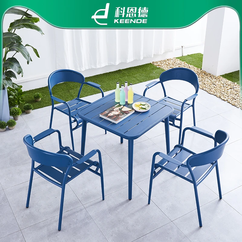 网红配色户外阳台休闲桌椅不生锈户外桌椅室外奶茶店餐桌椅沙滩椅