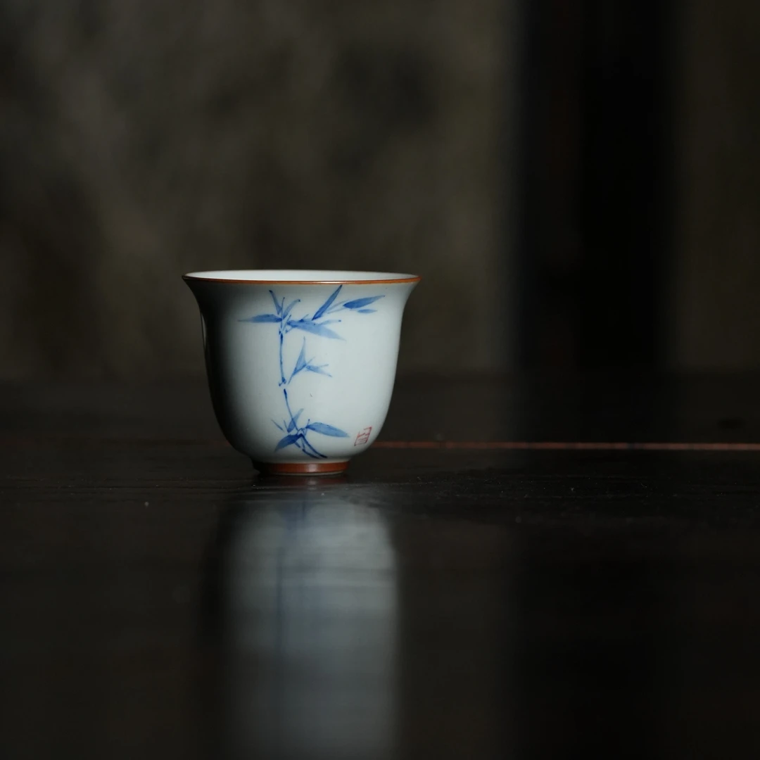 【姗姗说瓷】手绘墨竹清风小客杯复古家用陶瓷中式茶道简约陶瓷