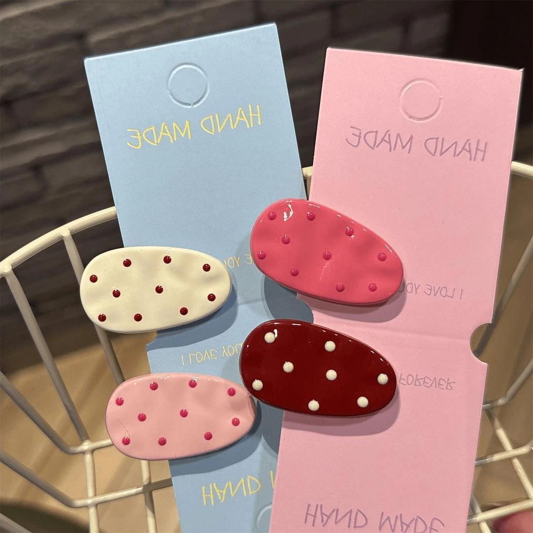 新款简约波点小水滴鸭嘴夹ins简约百搭刘海边夹小众可爱风发夹女