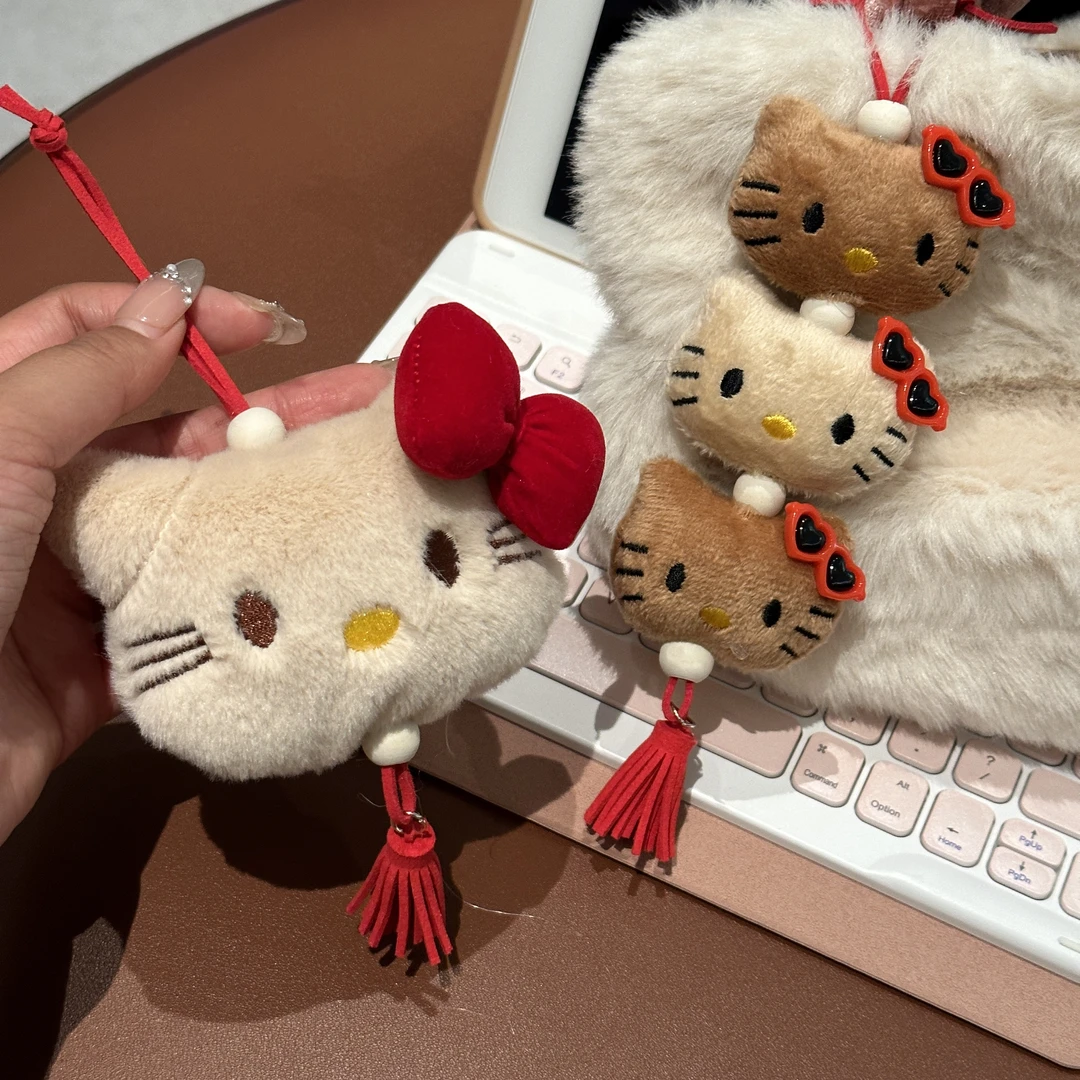 新年圣诞节红色Kitty挂件·毛绒可爱卡通KT猫咪蝴蝶结包包挂饰钥匙