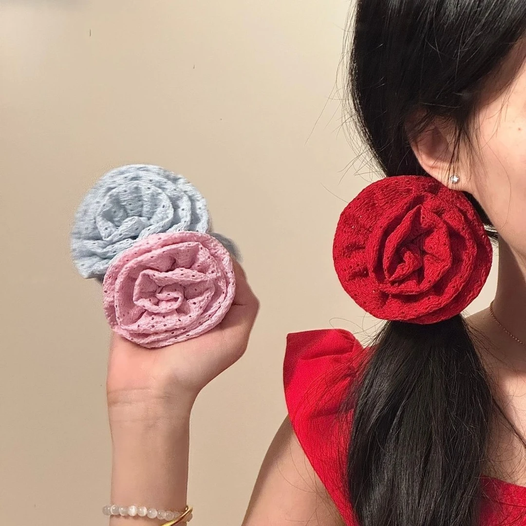 浪漫又热烈~红色花朵大肠发圈女高级感新年头绳发绳网红同款发饰