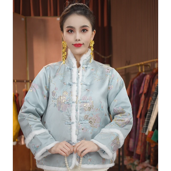 《涟漪 -外套》新中式盘扣提花复古国风加厚外套