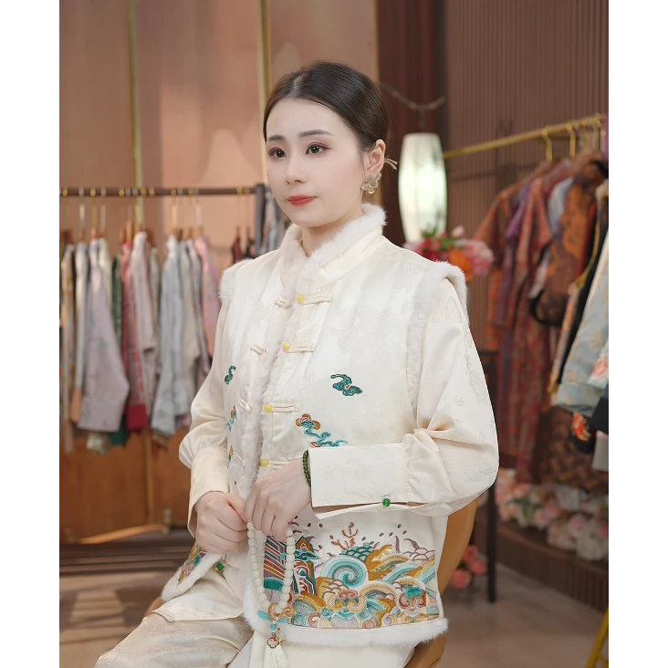 《 观海云烟-马甲》新中式提花复古国风休闲百搭高定上衣马甲