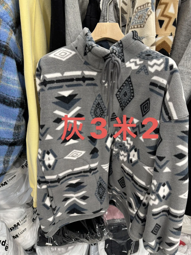 艺术感宽松摇粒绒扎染休闲上衣(不支持退)