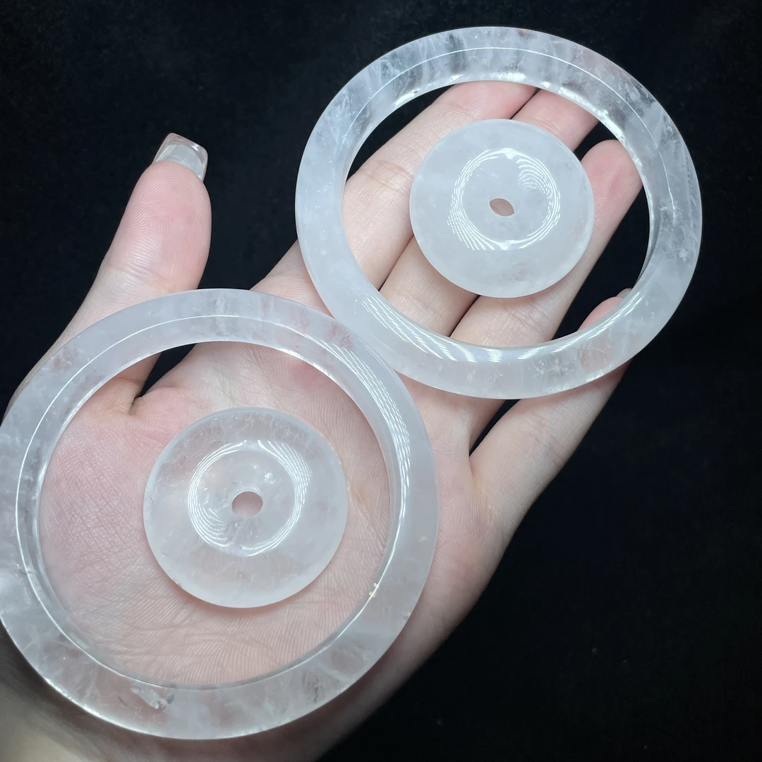 【小北珠宝】白水晶两件套1-1L60X9【多样性发一件】圈口52-62带绳子