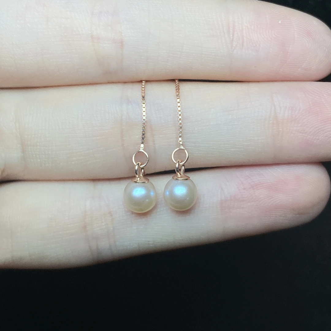 【小北珠宝】s925银镶嵌淡水珍珠耳线22-1H74X142【尺寸约5mm】