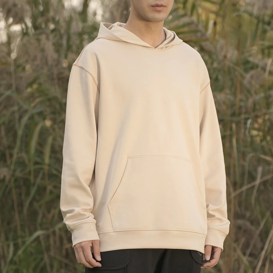 NO NEED INDEED（新品）连帽空气层情侣卫衣纯色百搭