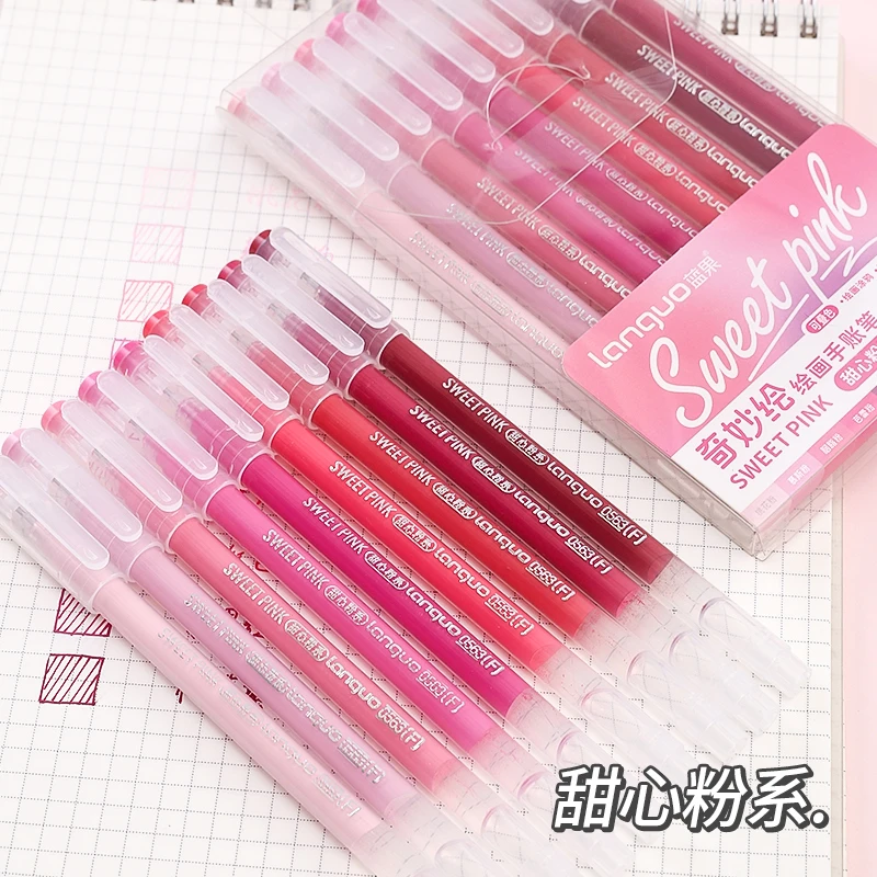 蓝果手账丙烯笔莫兰迪高光笔闪粉学生做笔记彩笔套装标记号笔多色