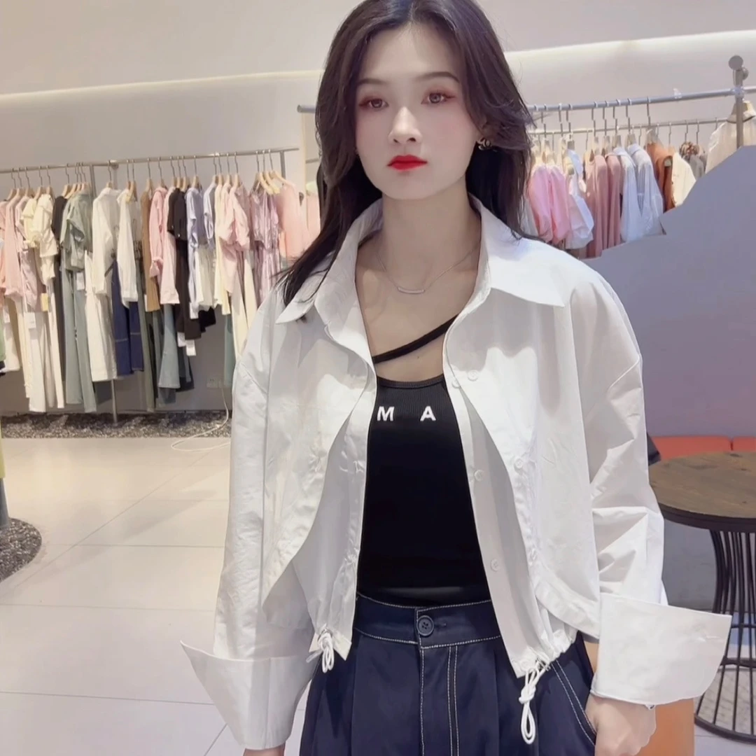 休闲百搭假两件时尚衬衣短外套