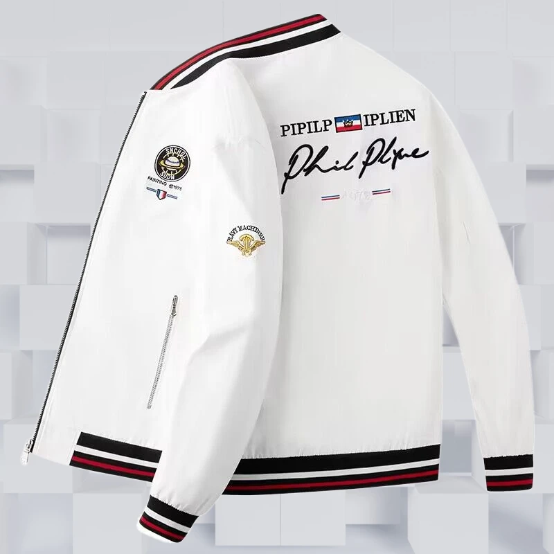 夹克外套男士春秋新款欧洲站潮流修身刺绣棒球服时尚休闲男装上衣