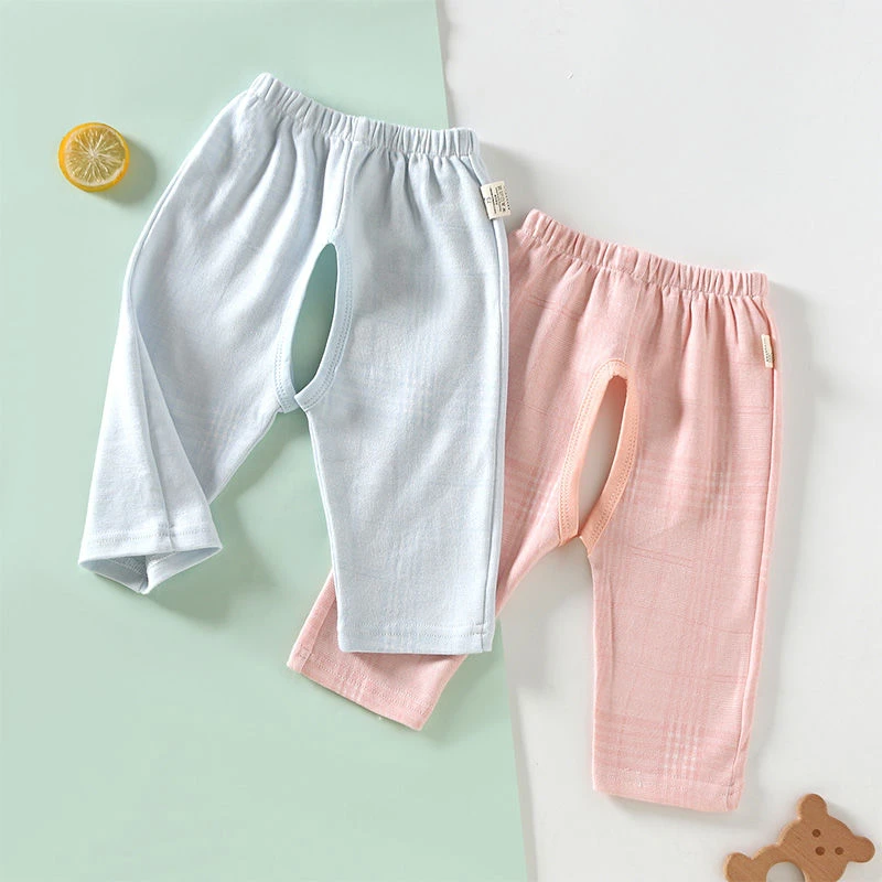 婴儿裤子纯棉休闲裤男童女童开裆长裤春秋款可外穿