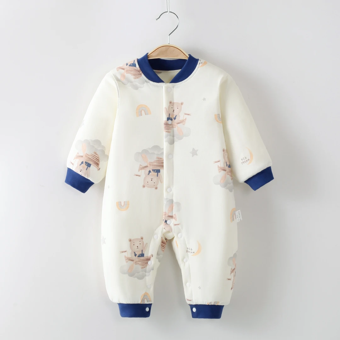 婴儿连体衣加厚秋冬季刚出生初生新生儿棉衣服纯棉宝宝爬爬服哈衣