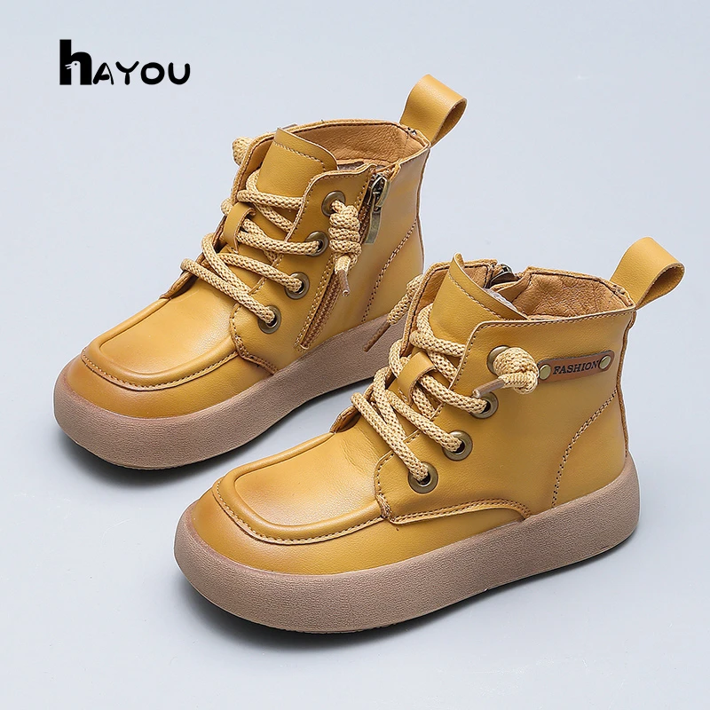 男童马丁靴2023冬季新款加绒保暖男孩短靴儿童鞋子防滑真皮棉靴潮