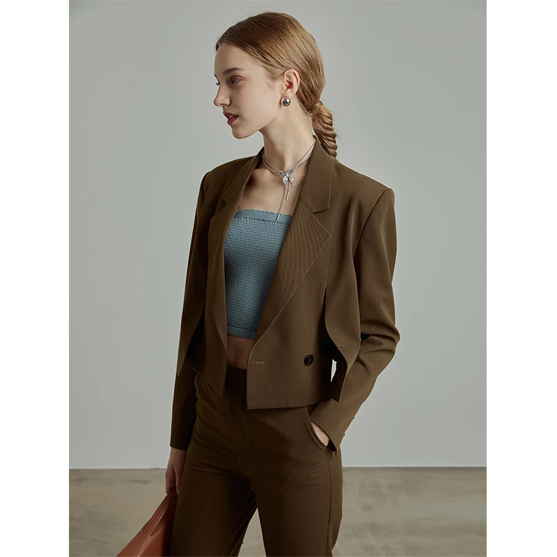 断码折扣 知性摩卡 西装外套短款小个子西服外搭MSCHW0375