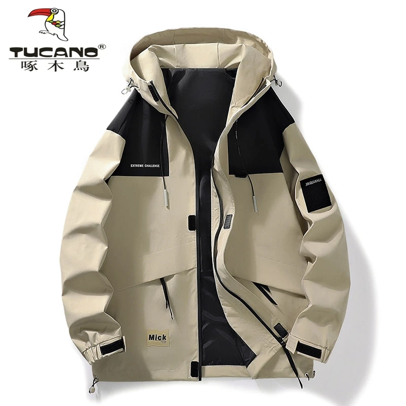 啄木鸟潮牌春秋款冲锋衣夹克外套男款大码青少年帅气休闲百搭外衣