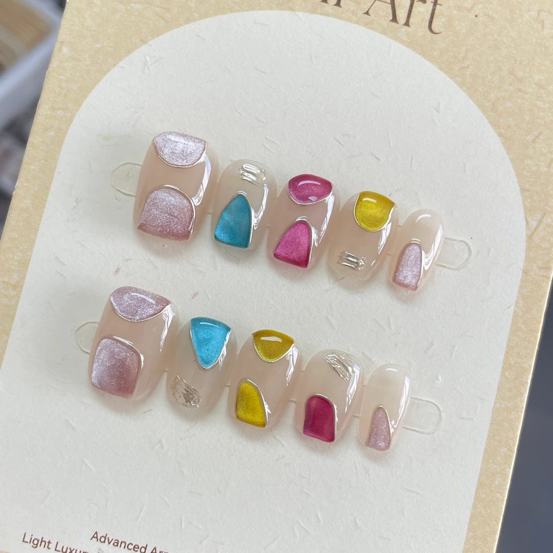 【哥特式猫眼】纯手工多巴胺猫眼穿戴甲高级感小众显白短款美甲#179