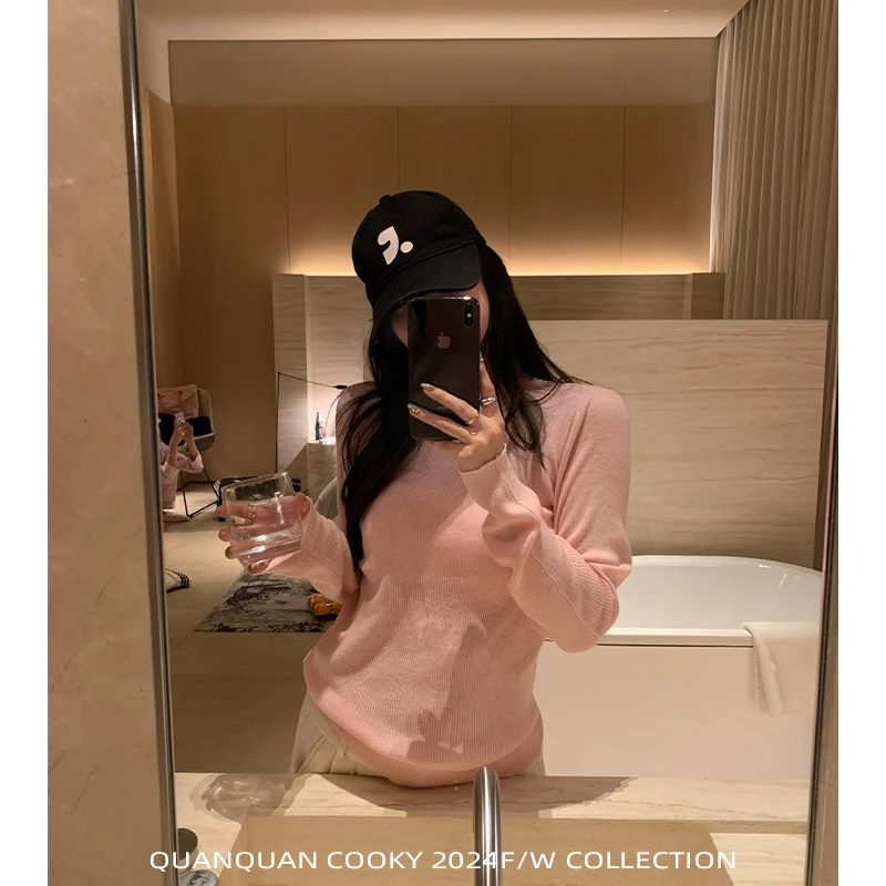 圈圈cooky   打底刚需 休闲百搭纯色半高领针织毛衣 L0472Z