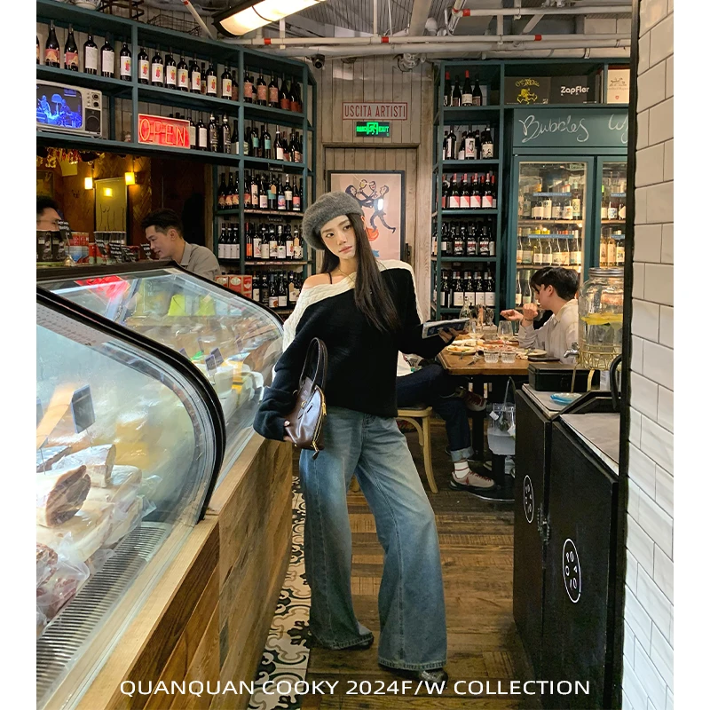 圈圈cooky  松弛裤王 韩系直筒休闲牛仔裤女L0549K