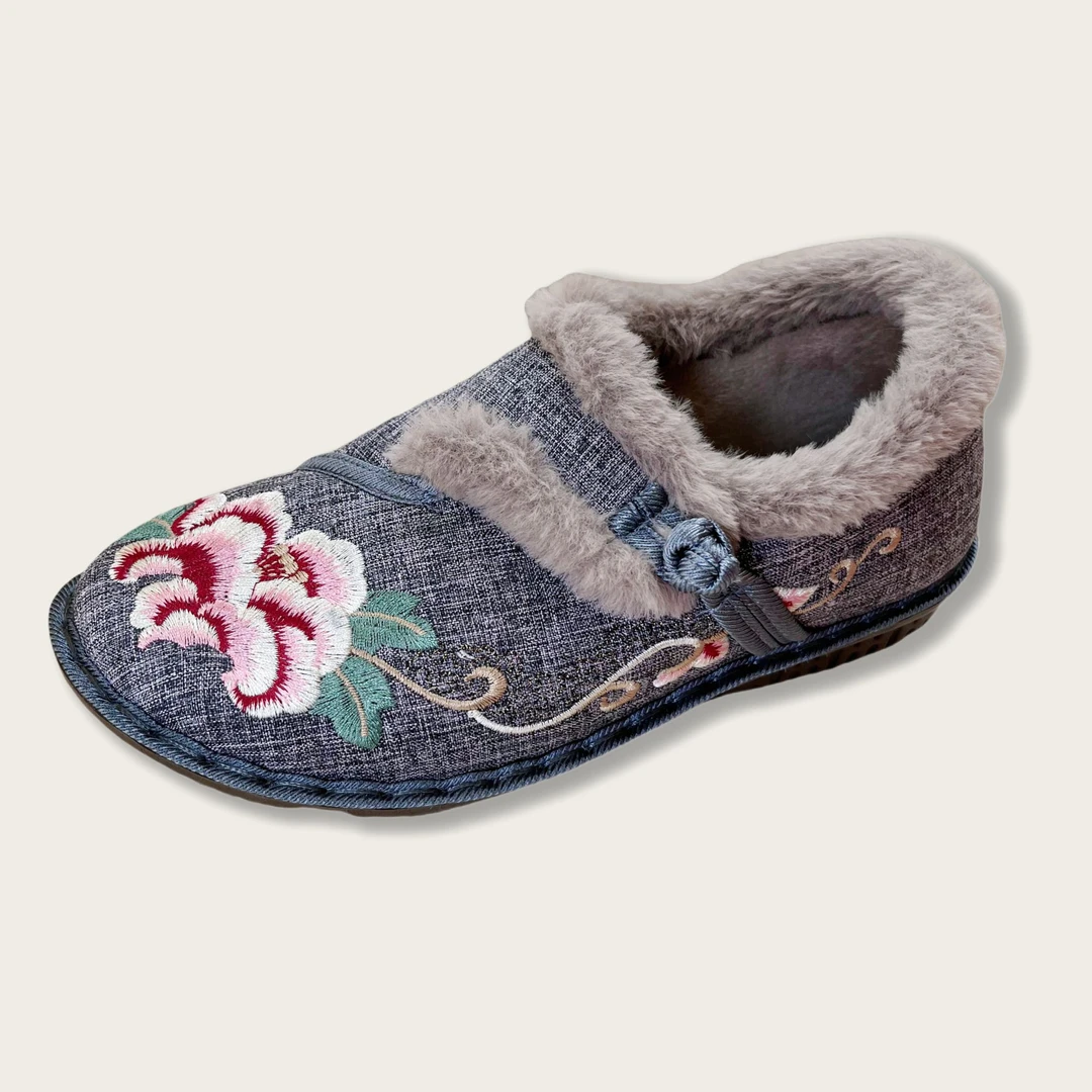 步源轩老北京布鞋女鞋冬季新款加绒加厚保暖老太太棉鞋防滑绣花鞋