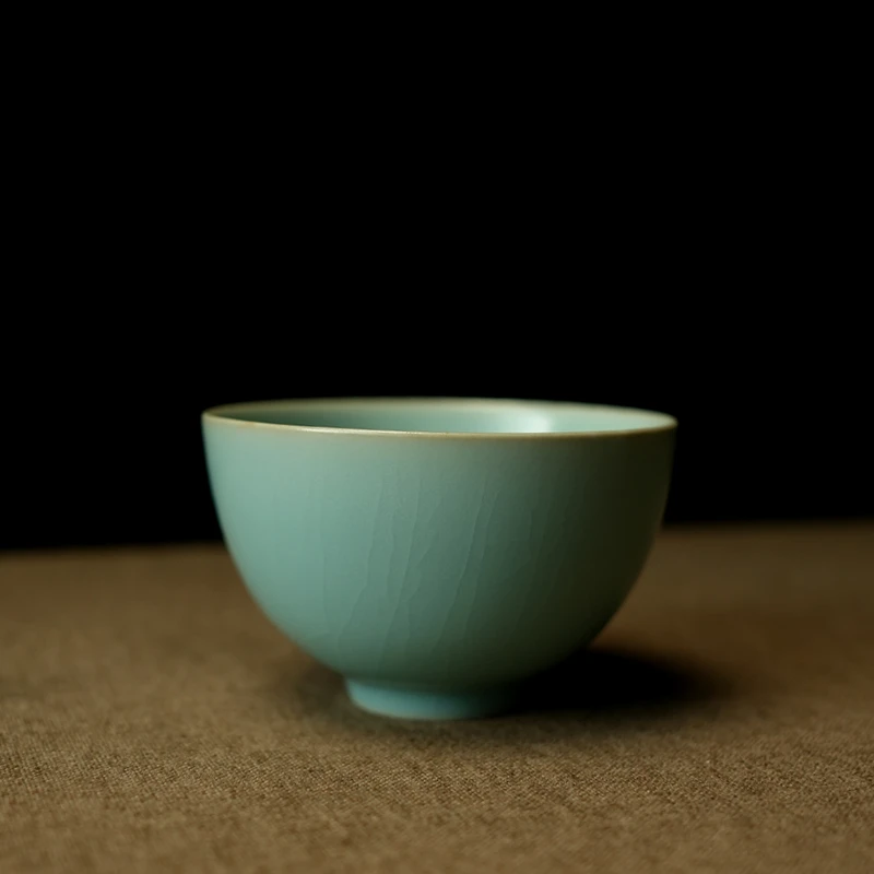 汝誉天下汝窑茶杯鸡心杯清凉寺汝瓷冰裂纹茶杯纯手工主人杯汝州