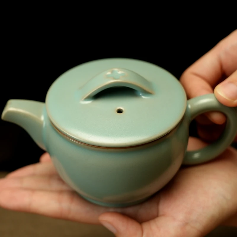 汝誉天下汝窑茶壶汉瓦壶汝瓷清凉寺汝官窑天青釉青瓷手工泡茶壶