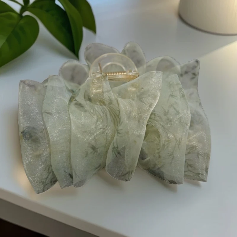 2024春夏新款国风泡泡夹大抓夹Z255小清新温柔法式绿色百搭时尚