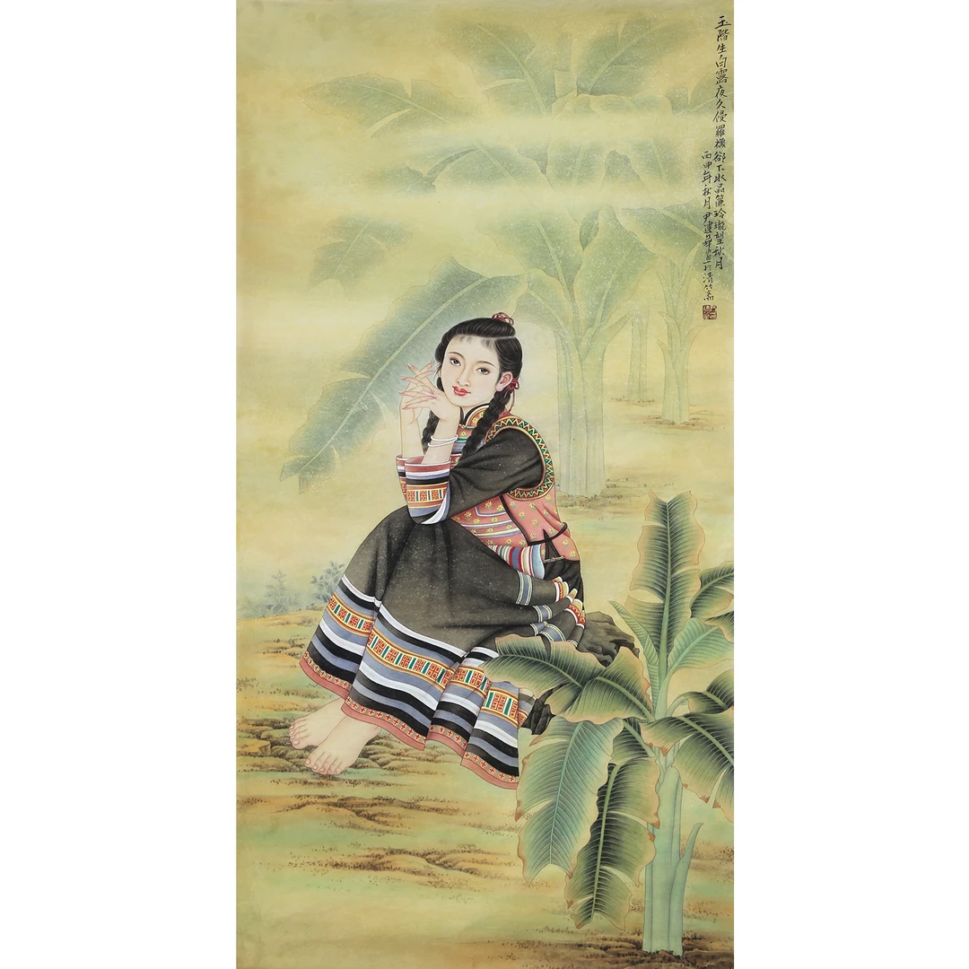 【墨华斋】尹建华 136x68cm无框 多款四尺中堂写意国画工笔人物作品