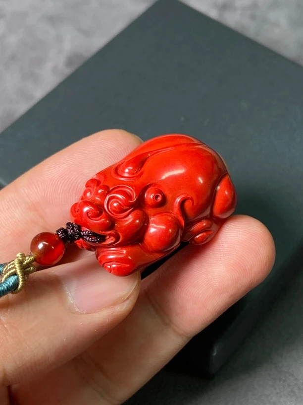含辰砂工艺品保真朱砂95%帝王红 貔貅招财进宝 （小）