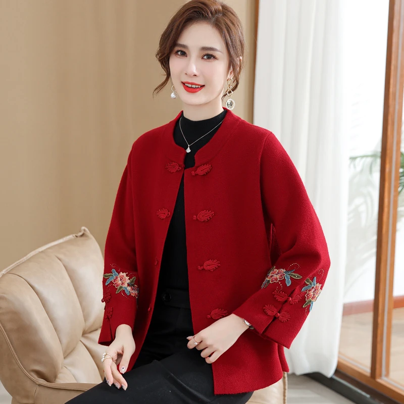 妈妈秋装洋气喜庆上衣本命年女装结婚礼服中老年婆婆参加婚宴外套