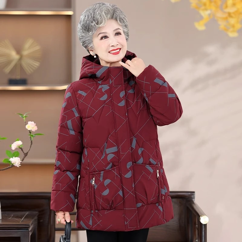 中老年胖妈妈冬装加大码保暖棉衣奶奶50-60岁70外套长款宽松棉服