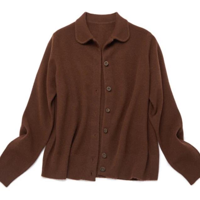 飒柔 碎玉针简约小翻领系扣羊绒外套 短俏/显瘦