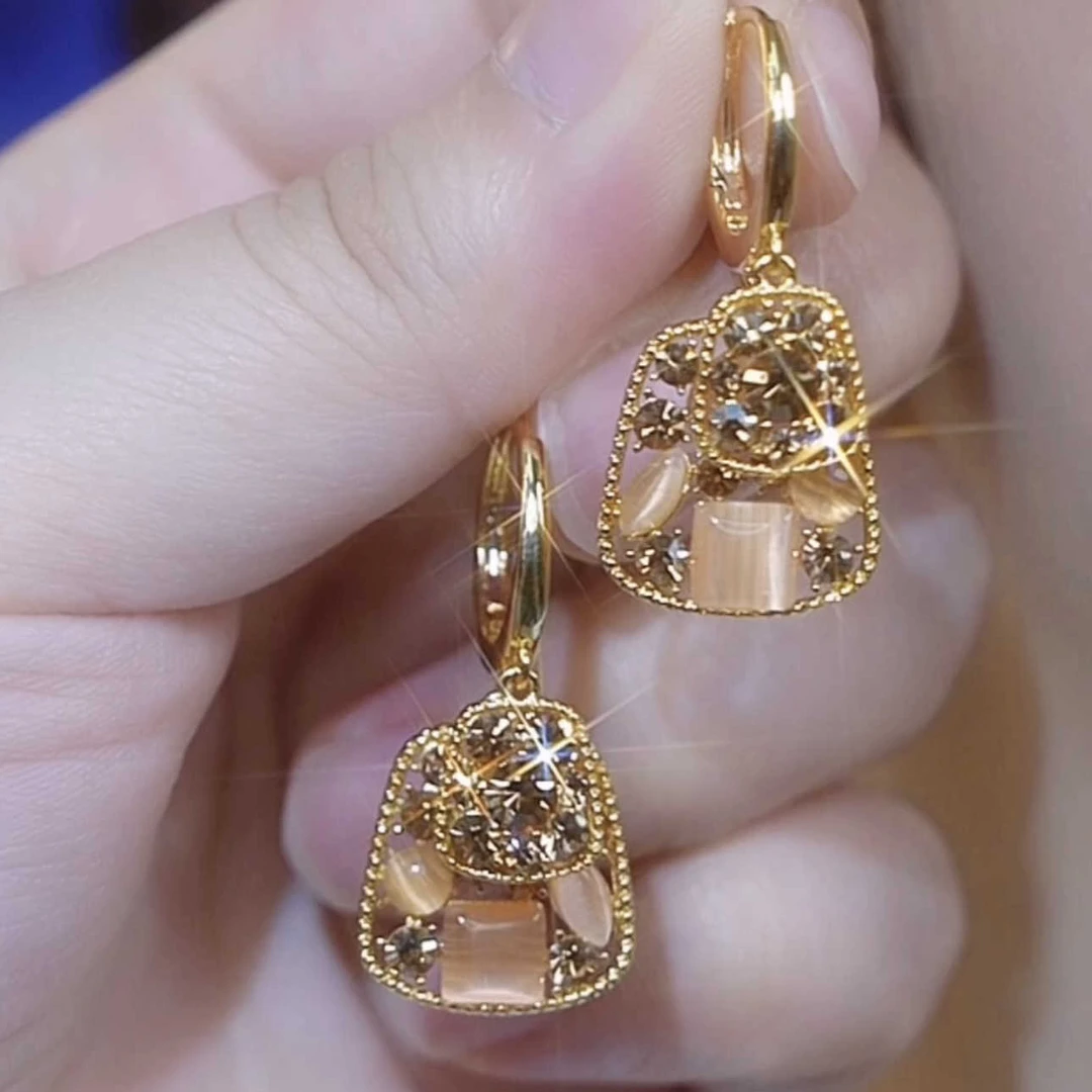 合金耳饰 新款咖色气质时尚耳扣百搭精致简约耳饰优雅精美耳环女