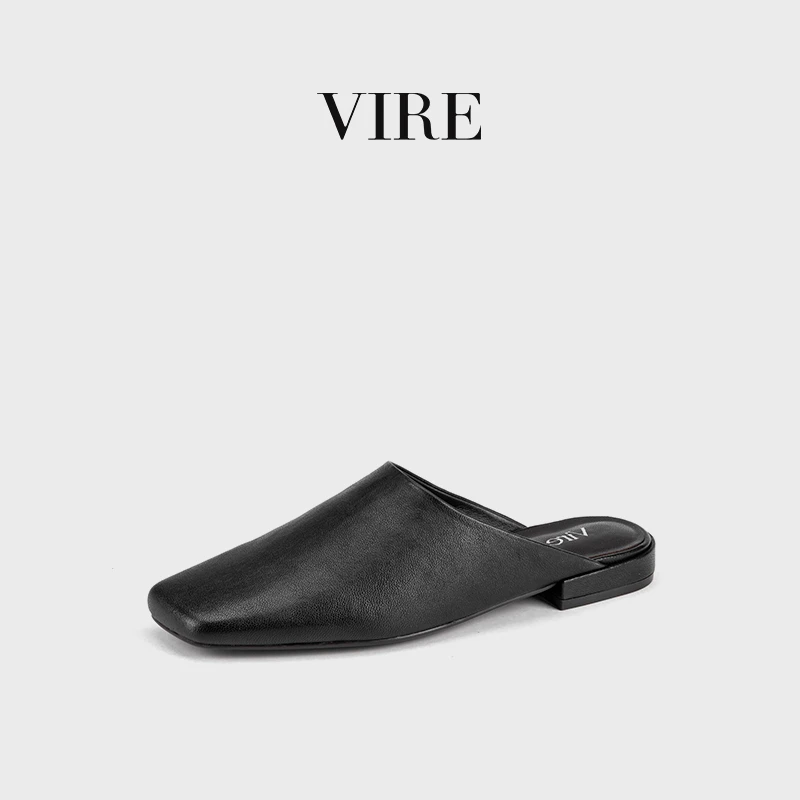 VIRE/5533167新款时尚气质舒适方头凉拖印花穆勒拖低跟包头半拖B