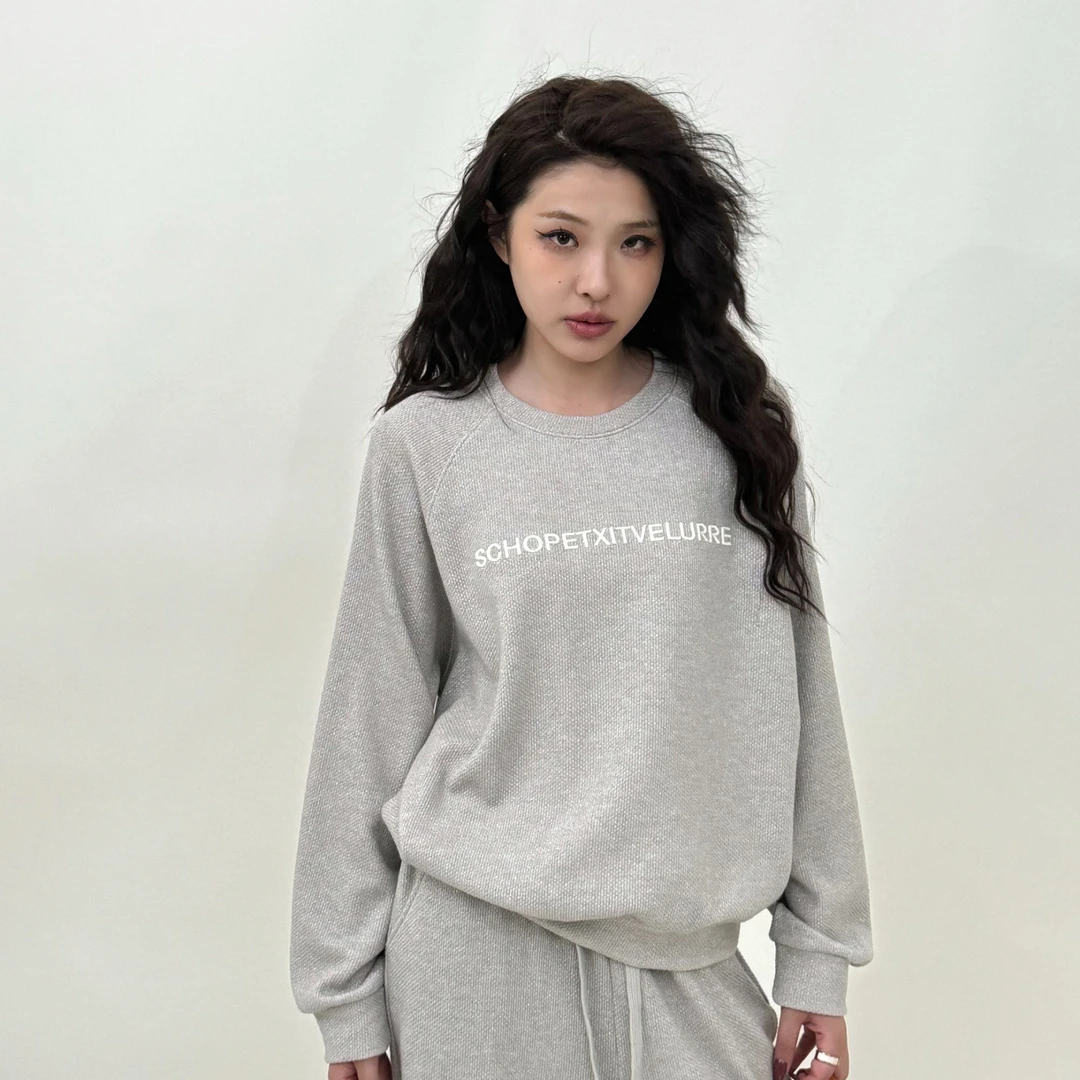 娜姐家【简约巨巨百搭】秋季长袖时尚休闲圆领韩版字母刺绣