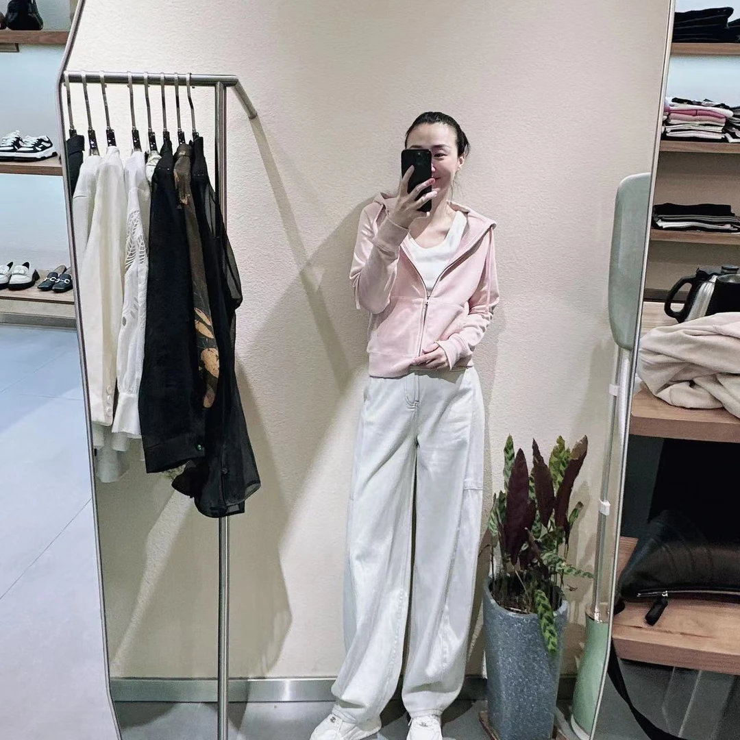 娜姐家【日系百搭设计感】拉链连帽女休闲纯色简约百搭减龄54211