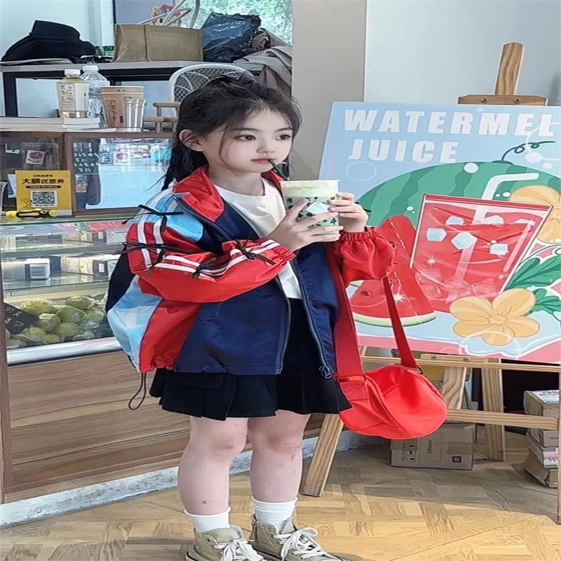 912【点】儿童时尚休闲拼色外套-8613