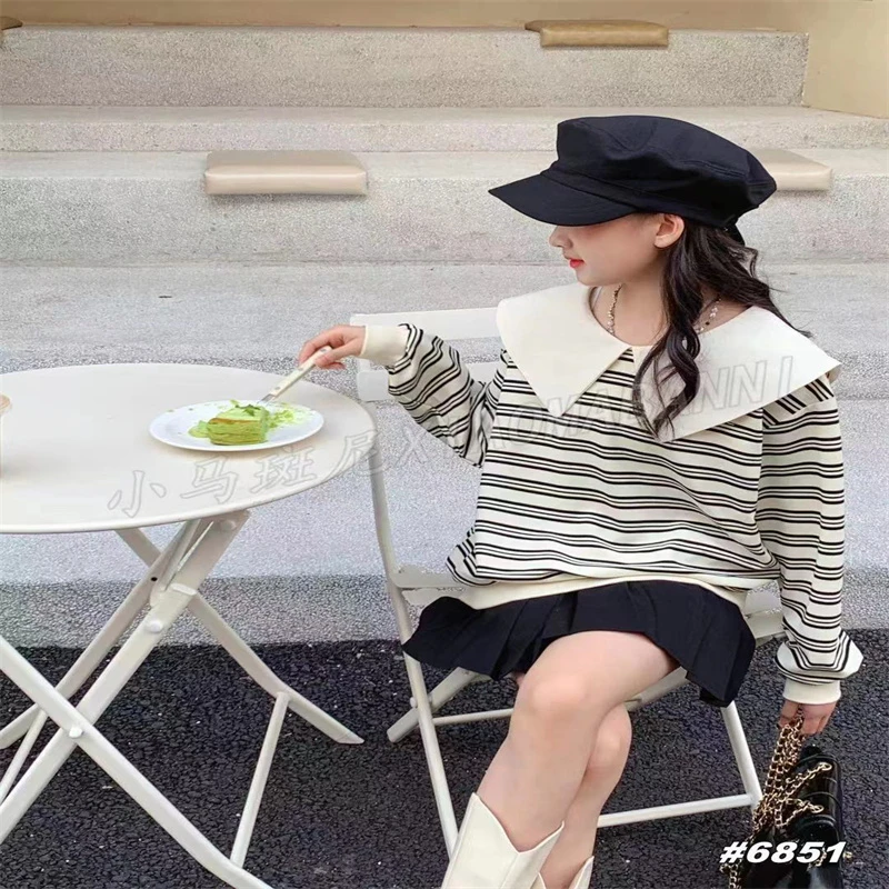 204【小马】大童亲子时尚休闲条纹套头卫衣-6851