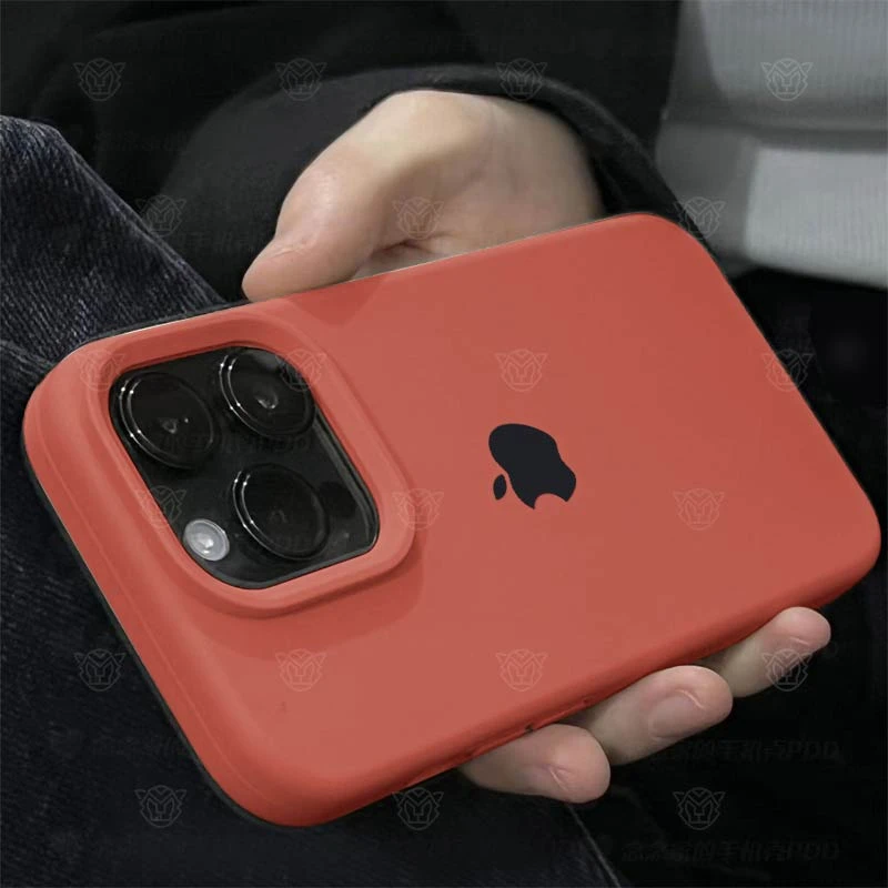 液态硅胶手机壳iPhone14ProMax大孔15防摔12/13简约11套Xs焦糖色