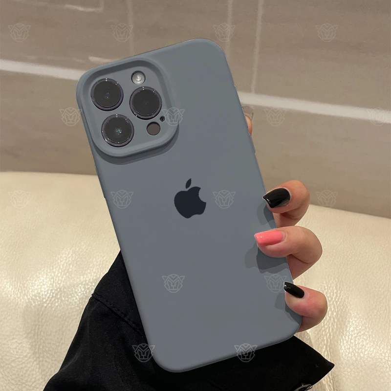 精孔碳灰色iPhone14ProMax液态硅胶壳苹果15手机壳11/12/13高级感