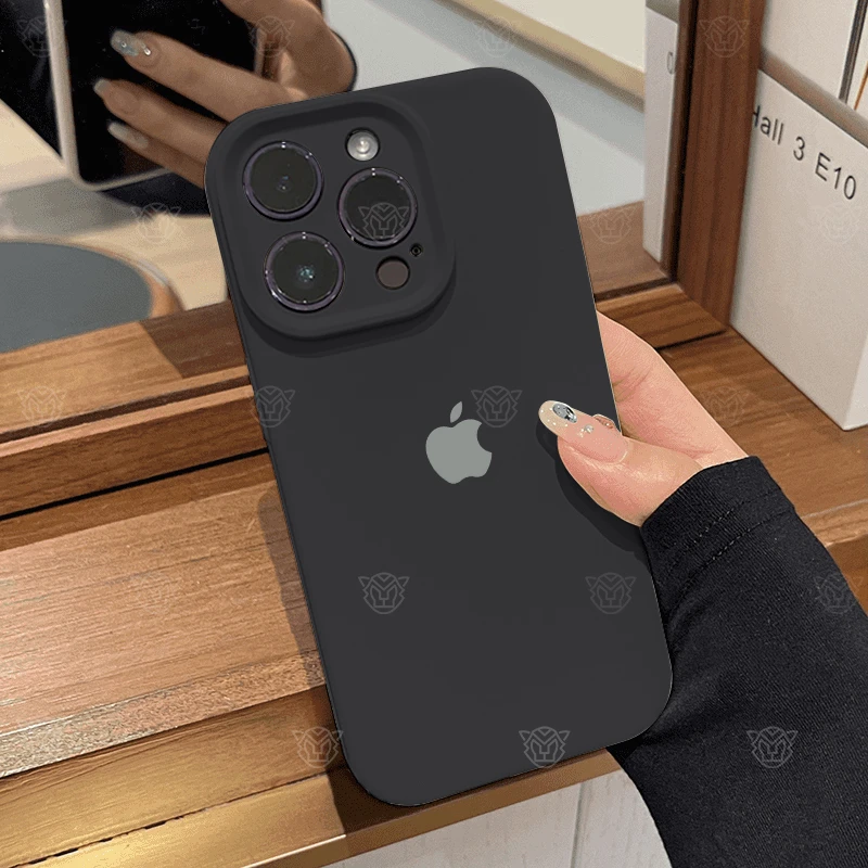 纯黑色iPhone15promax苹果14手机壳13液态硅胶12全包防摔11保护壳