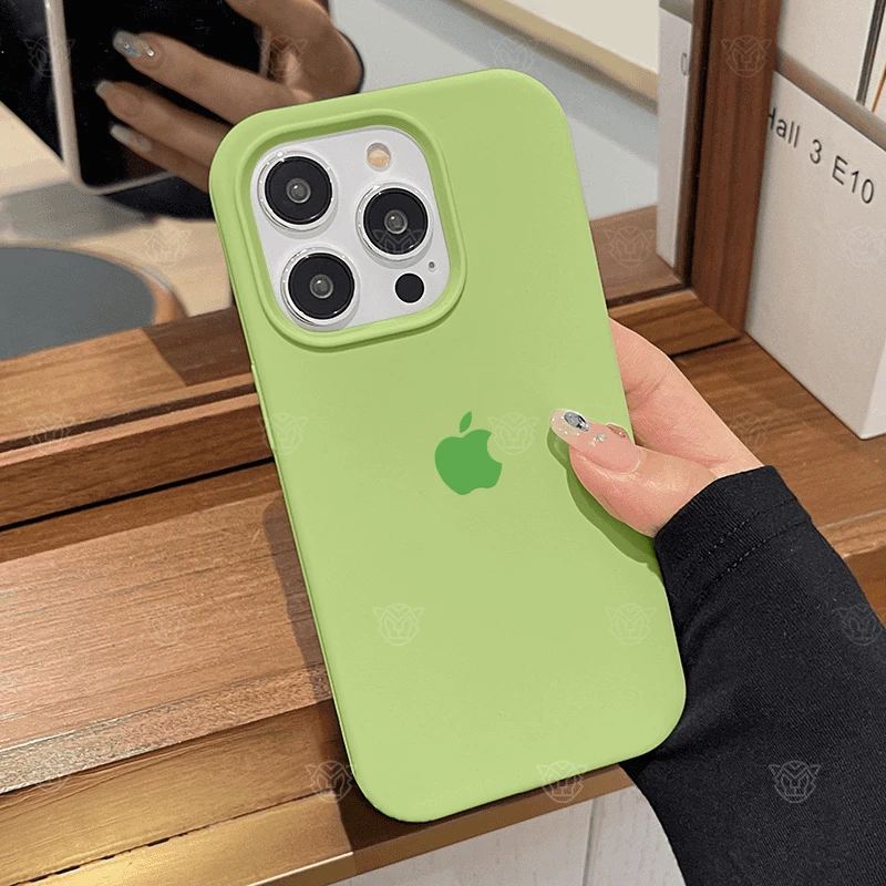 薄荷绿苹果15plus液态硅胶14promax简约小众iPhone13/12/11手机壳