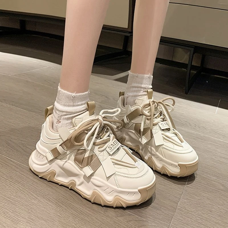 爆款踩屎感老爹鞋女ins秋季女鞋2023新款拼色厚底休闲运动小白鞋