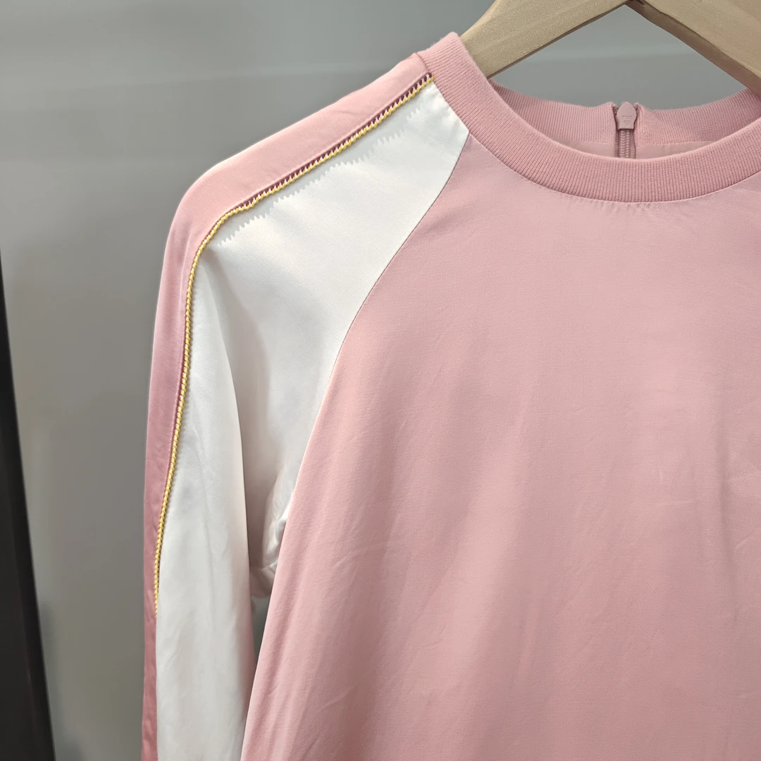 剪标品牌撤柜微瑕疵粉色女童时尚拼接连衣裙RS110